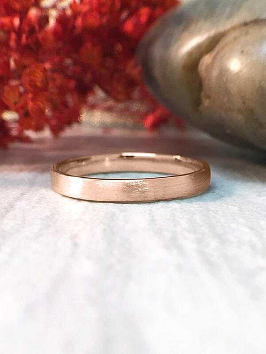 Stones & Gold Rings | 2.7Mm Satin Finish Wedding Band Solid Gold (14Ky) Stackable Modern Women'S Engagement Ring