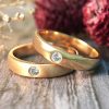 Stones & Gold Rings | Set: Diamond Satin Finish And Polished Wedding Bands Solid Gold (14Ky) Stackable Rings