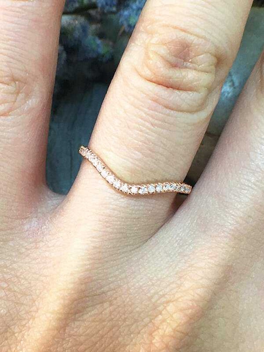 Stones & Gold Rings | 1.6Mm Diamond Very Wavy Solid 14K Gold Wedding Band