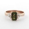 Stones & Gold Rings | Olive Green Tourmaline And Diamond Engagement Solid 14 Karat Gold Ring