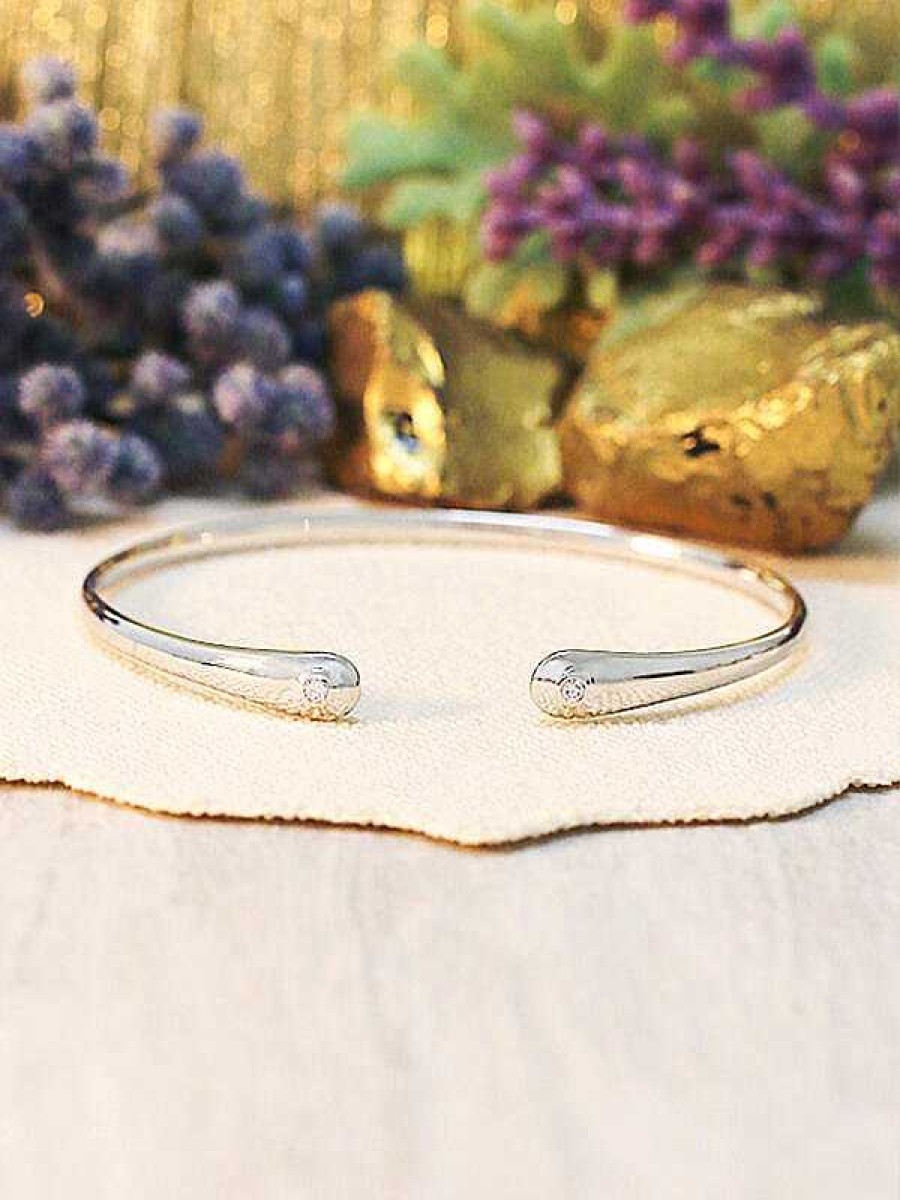 Stones & Gold Bracelets & Anklets | Diamond Bezel Bangle | Adjustable Gold Cuff | Diamond Bracelet | Solid Gold | Delicate Bangle | Fine Jewelry | Free Shipping