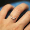 Stones & Gold Rings | U-Shaped Diamond Band | Matching Wedding Band | Solid 14K Gold | Curved | For Pairing With Engagement Ring | Fine Jewelry | Free Shipping