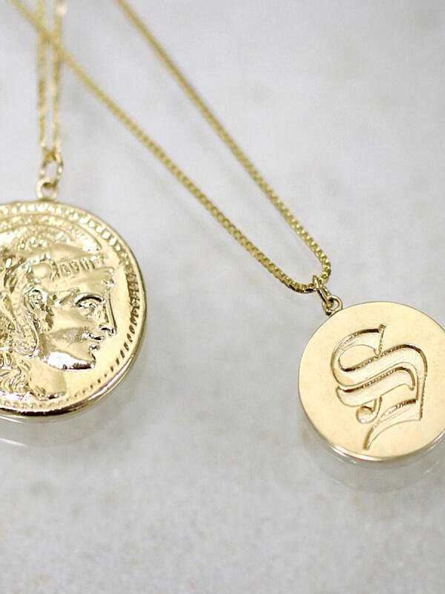 Stones & Gold Necklaces | Old English Initial Pendant