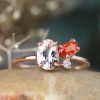 Stones & Gold Rings | Morganite, Orange Sapphire, And Diamond Cluster 14 Karat Gold Ring