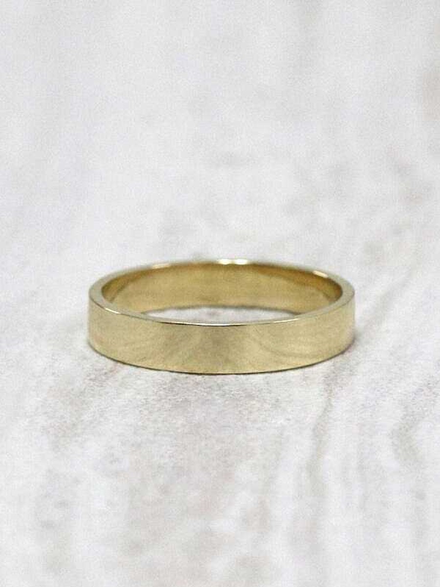 Stones & Gold Rings | 3Mm Modern Straight Eage Solid 14 Karat Gold Band