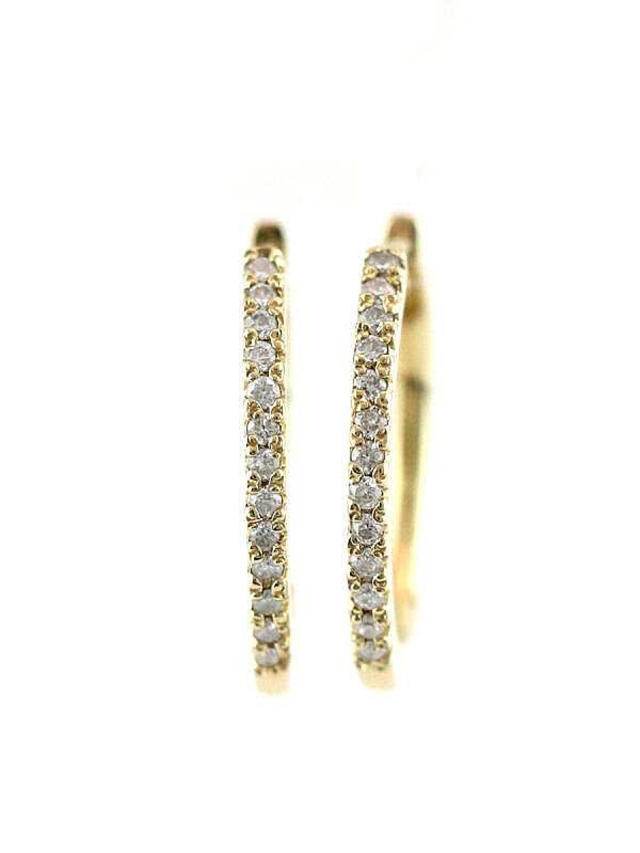 Stones & Gold Earrings | 15Mm Diamond Hoop Earrings