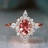 Stones & Gold Rings | Salmon Pink Tourmaline North Star Solid 14 Karat Gold Engagement Ring