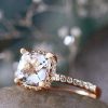 Stones & Gold Rings | Cushion Aquamarine With Diamond Basket 14 Karat Engagement Ring