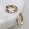 Stones & Gold Earrings | 12.5Mm Diamond Solid 14 Karat Gold Hoops Earrings