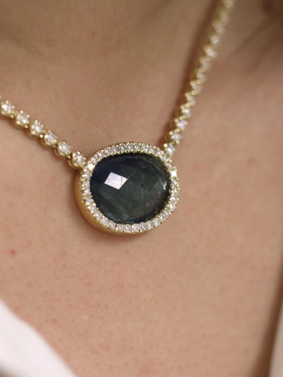 Stones & Gold Necklaces | One Of A Kind 10.35Ct Tanzanite And Diamond Tennis Necklace