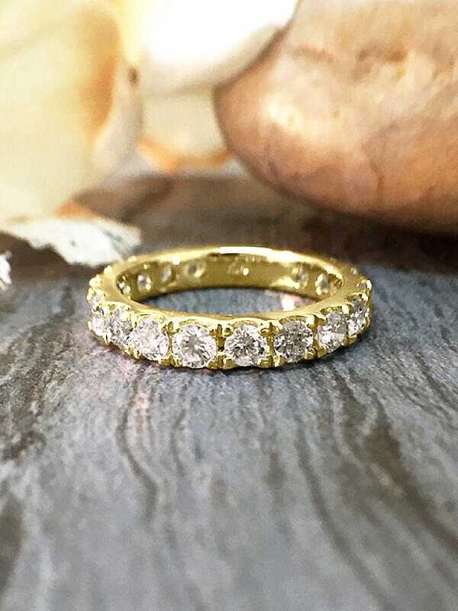 Stones & Gold Rings | 2.8Mm Diamond Eternity With Sizing Bar Wedding Band Solid Gold (14Kr) Engagement Ring