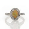 Stones & Gold Rings | 7X5Mm Oval Ethiopian Opal Diamond Halo Engagement Ring