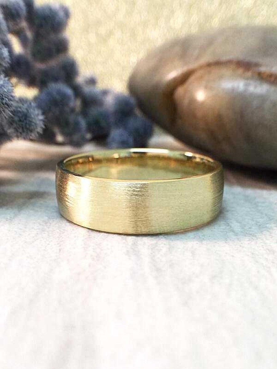 Stones & Gold Wedding Bands | 6Mm Satin Finish Wedding Band Solid Gold (14Ky) Affordable Modern Men'S Engagement Ring