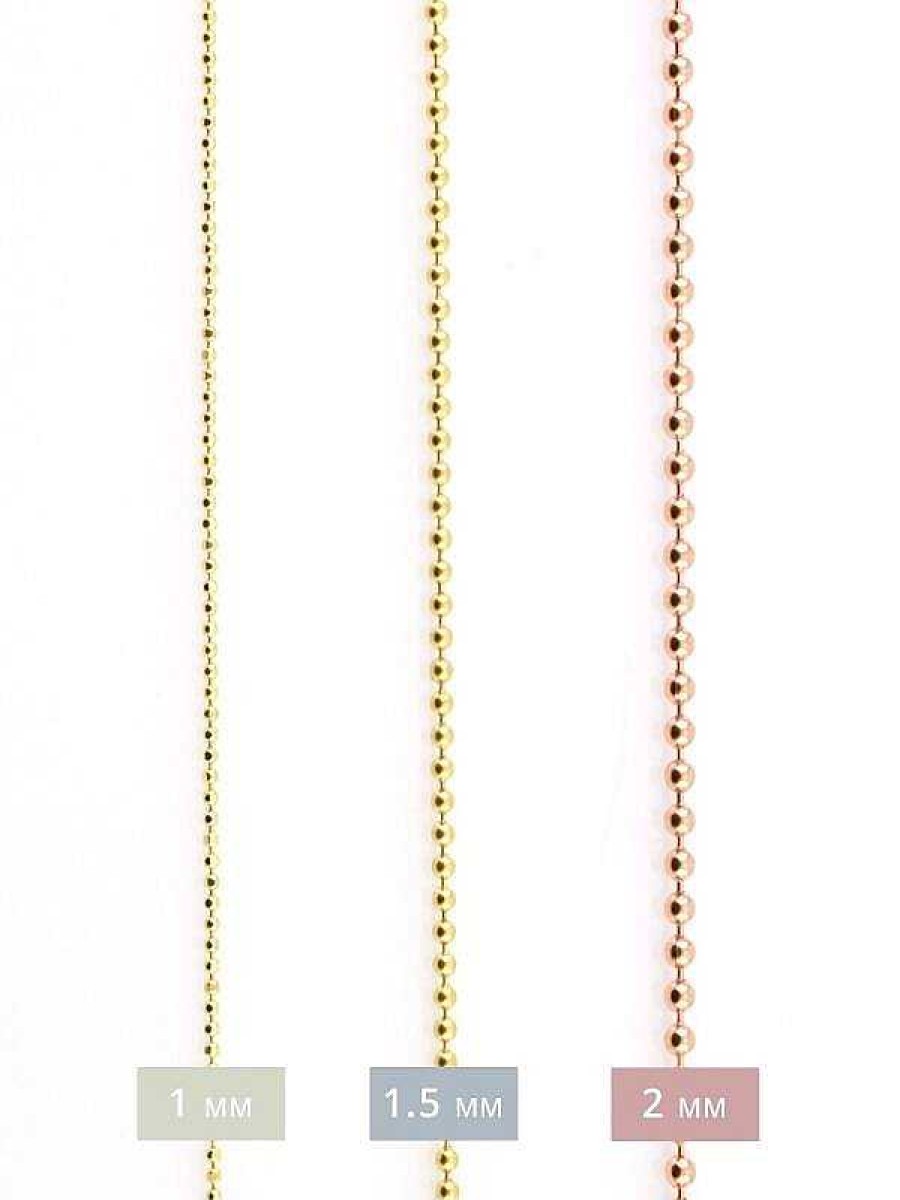 Stones & Gold Necklaces | 1Mm Diamond Cut Ball Chain Necklace | Solid 14K Gold Chain | Necklace Chain | Lobster Lock | Fine Jewelry | Free Shipping