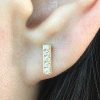 Stones & Gold Earrings | Four Diamond Bar Gold Stud Earrings