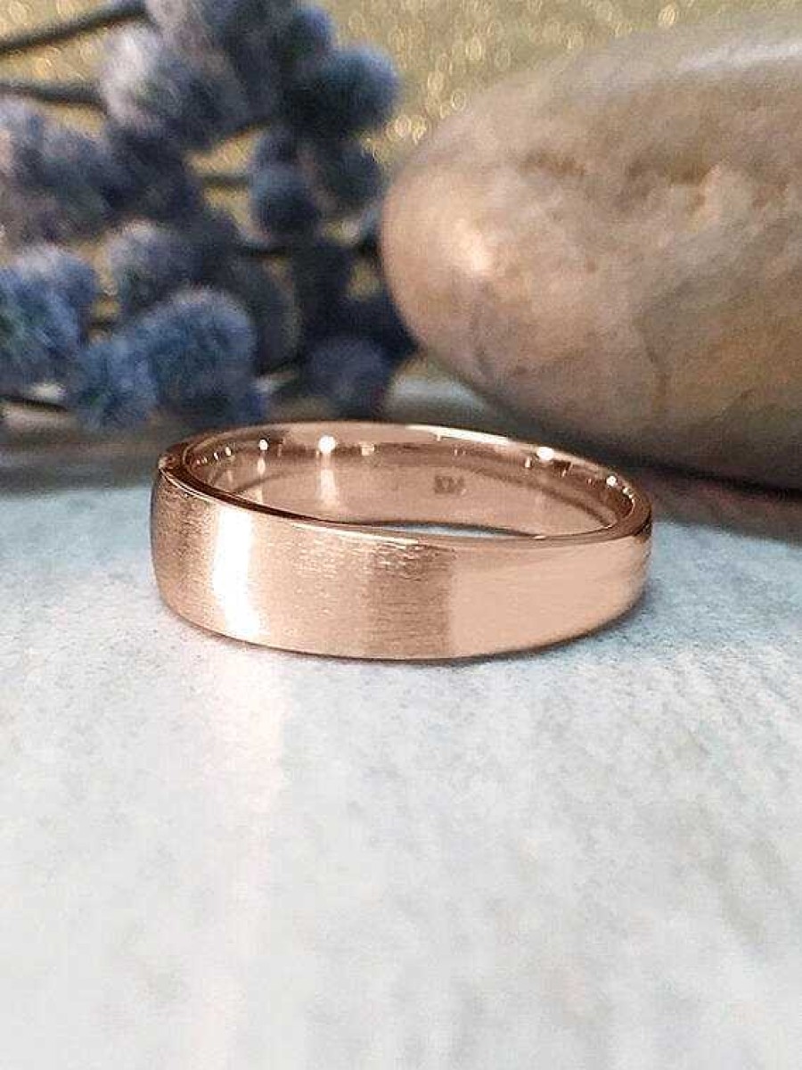 Stones & Gold Rings | Mens Wedding Band Men'S Diamond Wedding Band Gold Ring Matte Gold 3.8Mm Band