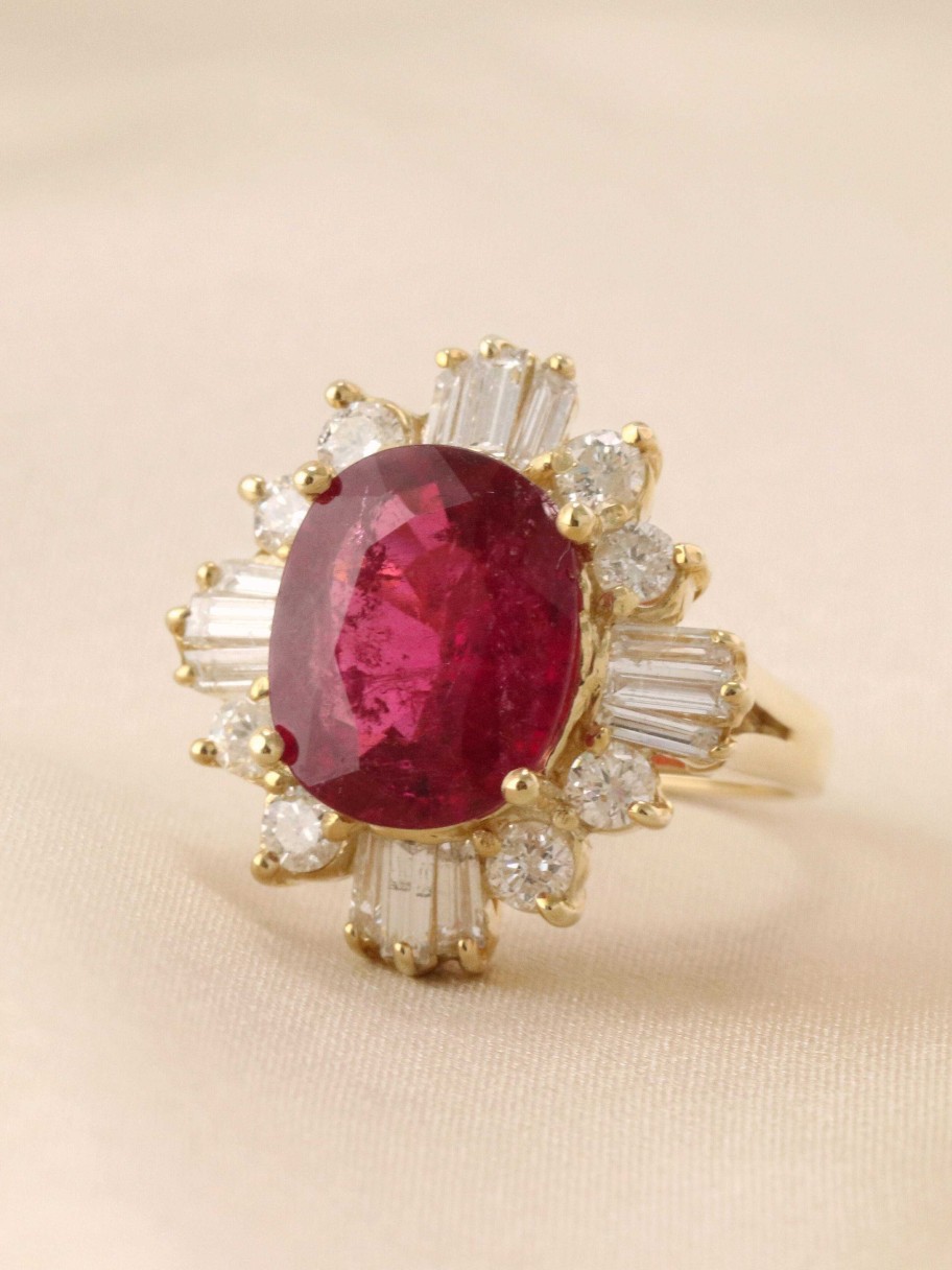 Stones & Gold Rings | One Of A Kind 5.44Ct Rubellite Tourmaline Cockail Ring