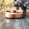 Stones & Gold Wedding Bands | 5.5Mm Bevelled Satin Finish Wedding Band Solid Gold (14Kr) Modern Men'S Engagement Ring