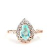 Stones & Gold Rings | Pear-Shaped Peruvian Opal With Diamond Halo Solid 14 Karat Gold Engagement Ring