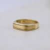 Stones & Gold Wedding Bands | Line Carved Angled Solid 14K Gold Ring