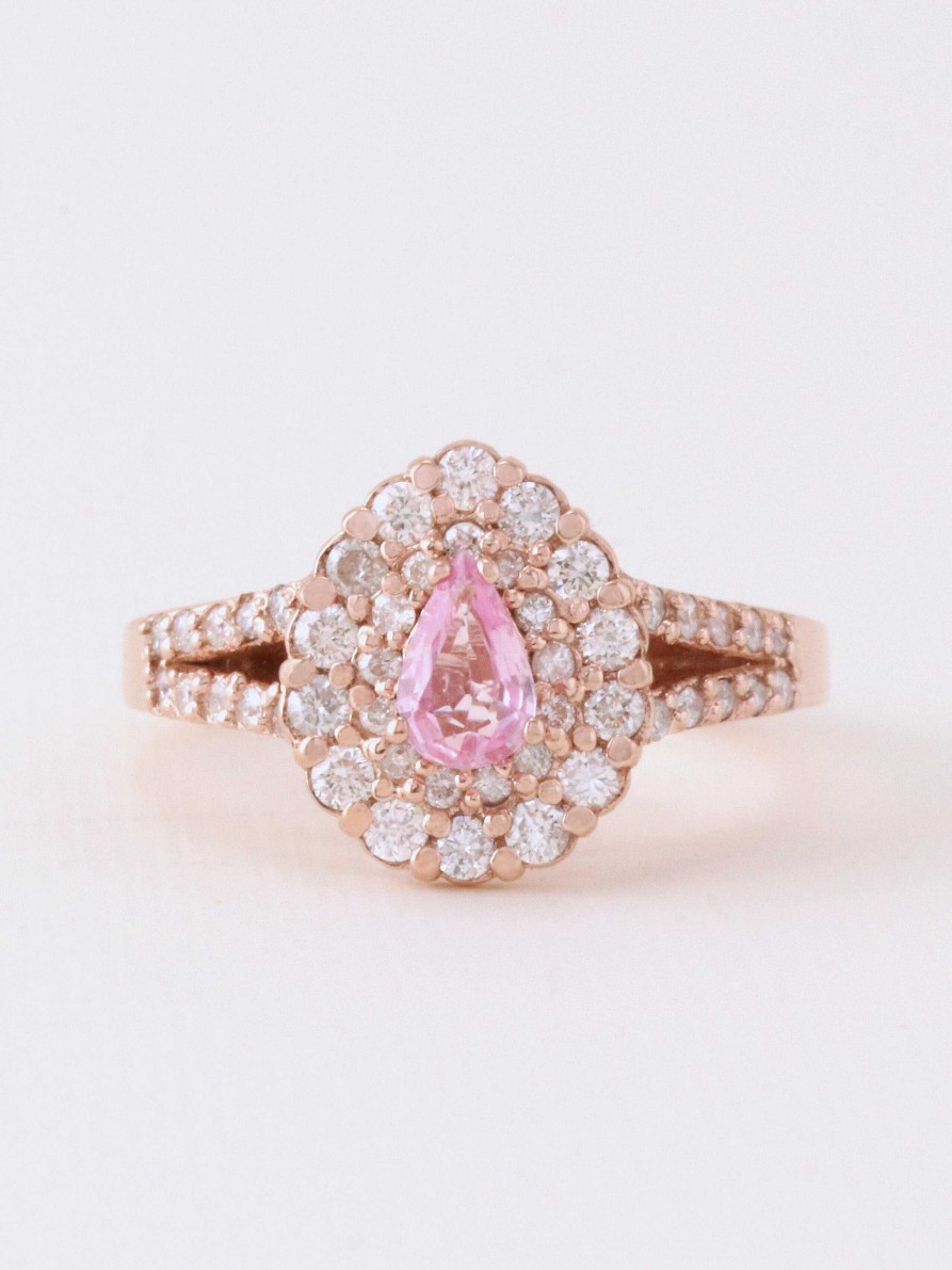 Stones & Gold Rings | Teardrop Pink Sapphire Engagement Ring