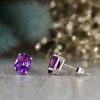 Stones & Gold Earrings | 7X5Mm Oval Amethyst Solid 14 Karat Stud Earrings