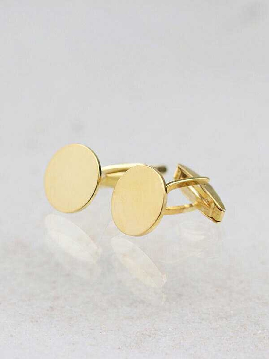 Stones & Gold Cuff Links | Disc Cufflink Gold Plated