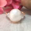 Stones & Gold Rings | 8Mm Pearl And Diamond Solid Gold (14Ky) Estate Ring