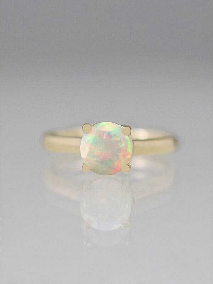 Stones & Gold Rings | 1 Carat Rainbow Faceted Opal Solitaire Engagement Ring