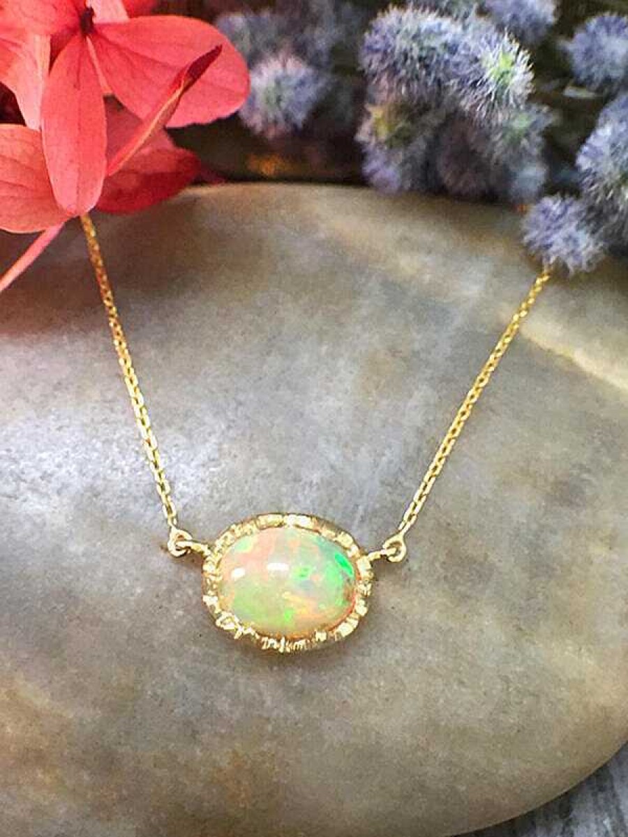 Stones & Gold Necklaces | Opal Pendant Necklace