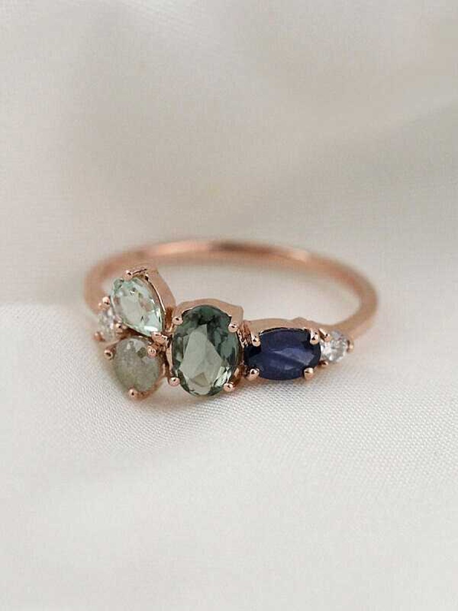 Stones & Gold Rings | Seafoam Dream Solid 14 Karat Gold Cluster Ring