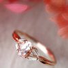 Stones & Gold Rings | Morganite And Baguette Diamond Engagement Solid Gold (14Kr) Colored Stone Wedding Ring