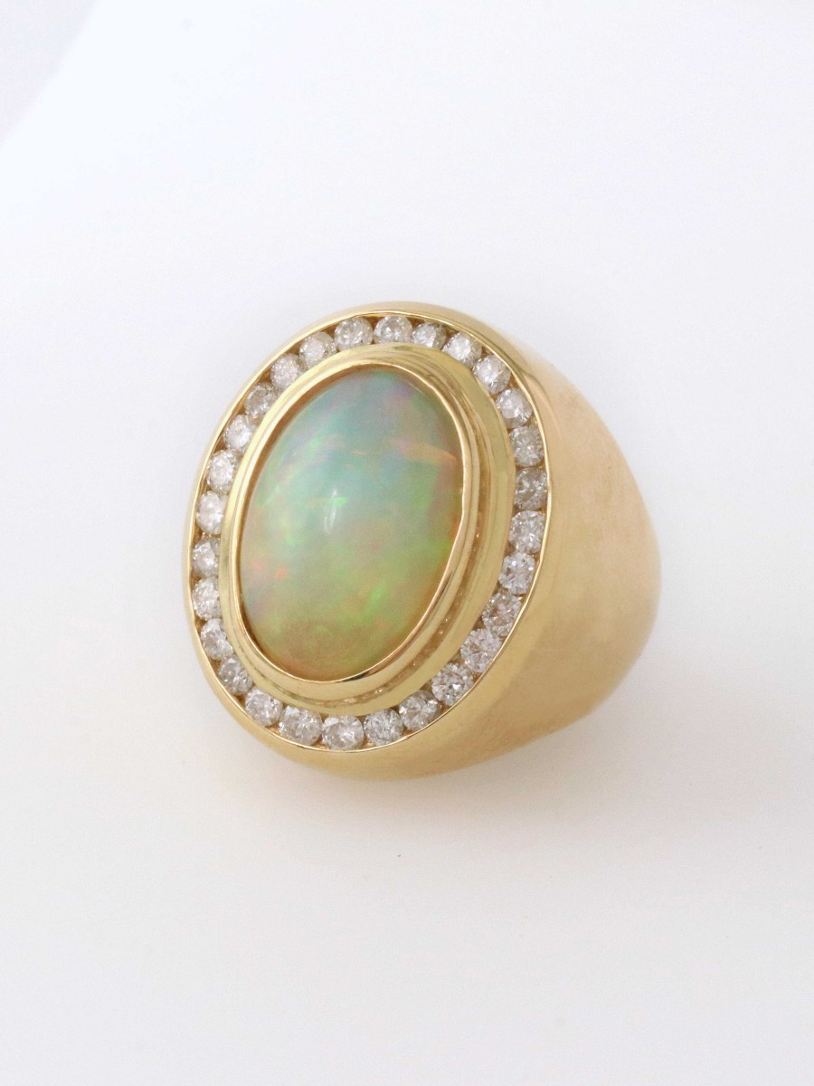 Stones & Gold Rings | Opal Diamond Signet Ring