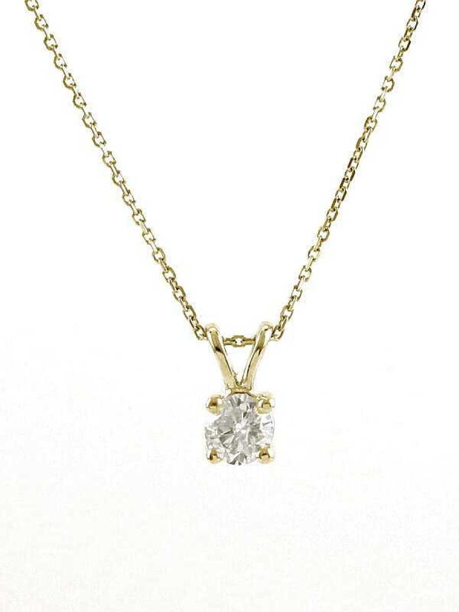 Stones & Gold Necklaces | 0.25Ct Classic Diamond Solid 14 Karat Gold Pendant With Rabbit Bale