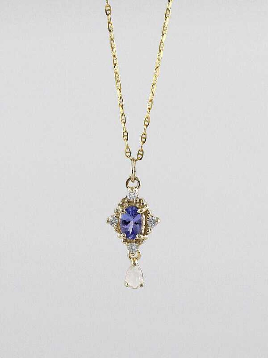 Stones & Gold Necklaces | Tanzanite And Moonstone Droplet Pendant