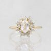 Stones & Gold Rings | White Sapphire Celestial Diamond Halo Engagement Ring