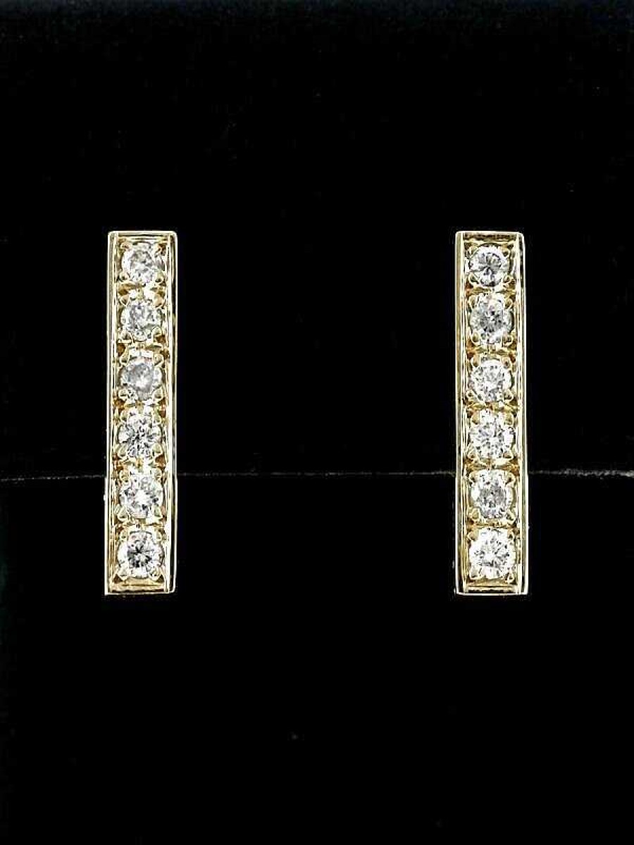 Stones & Gold Earrings | 0.50Ct Diamond Bar Solid 14 Karat Gold Earrings