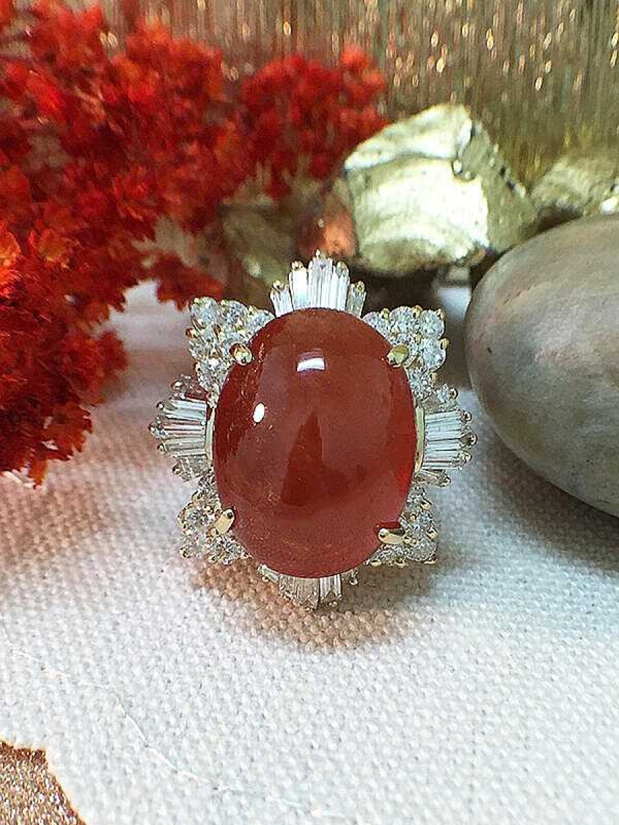 Stones & Gold Rings | One-Of-A-Kind | Mandarin Garnet Ring | 24.6Ct Mandarin Garnet | 2.49Ct Diamonds | Solid Gold Ring | Fine Jewelry | Free Shipping