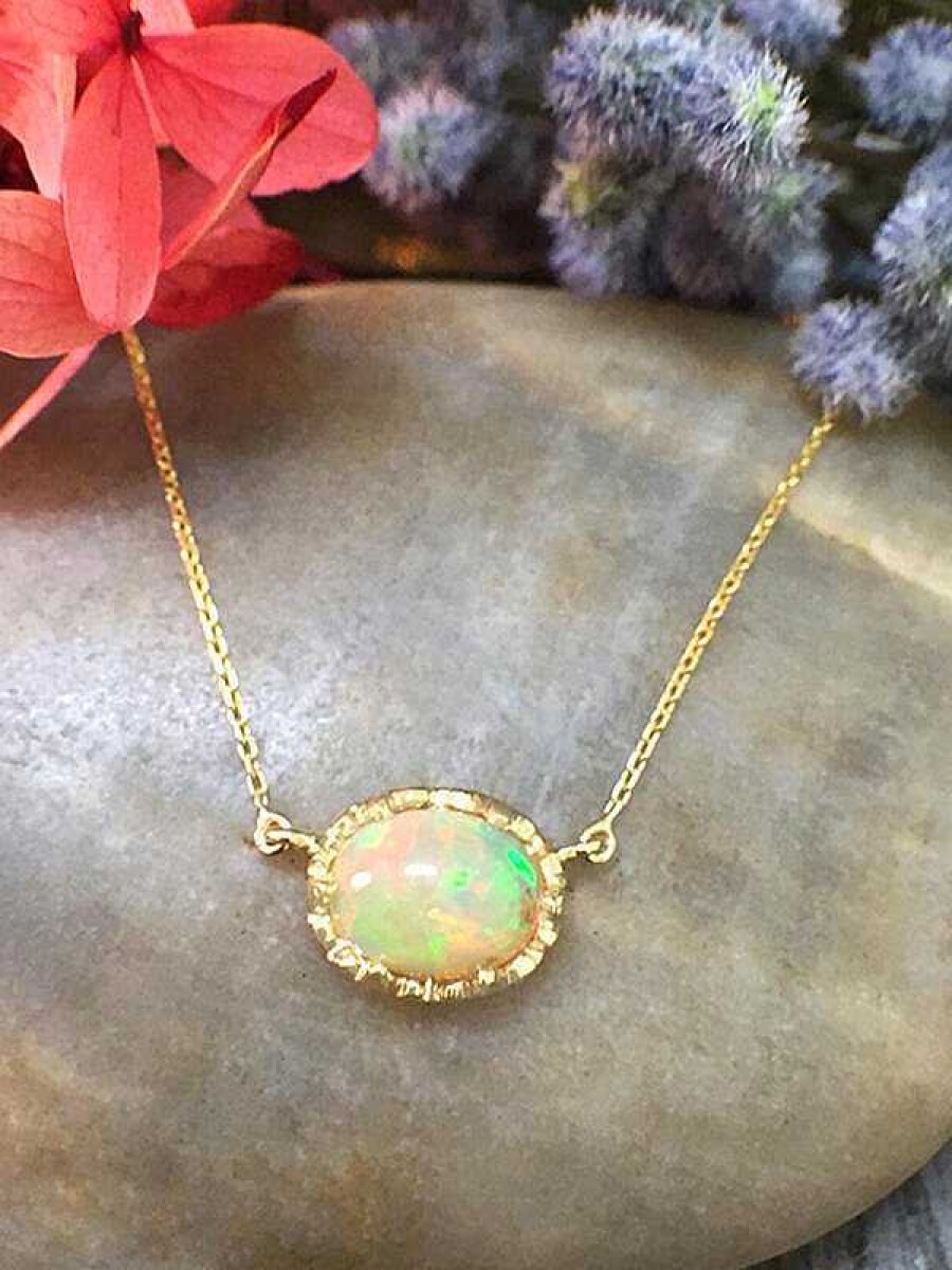 Stones & Gold Necklaces | Opal Pendant Necklace