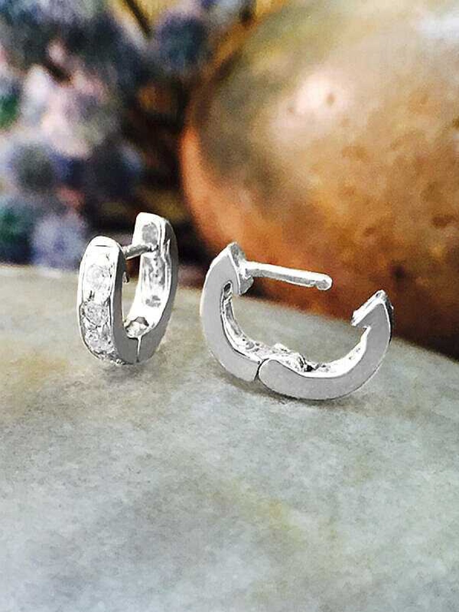 Stones & Gold Earrings | 6Mm Diamond Cartilage Hoop Earrings