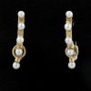 Stones & Gold Earrings | Baby Pearl Studded Solid 14 Karat Gold Hoop Earrings